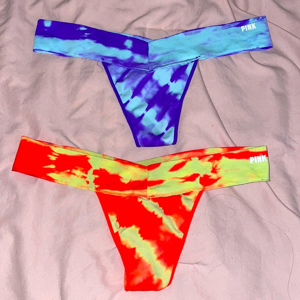 🔥4 for 15🔥2 neon VS/PINK tie-dye panties